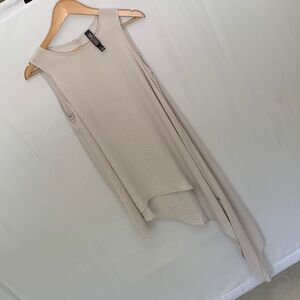 Marla Wynne Lagenlook Asymmetrical Sleeveless Top Light Grey Off White Small
